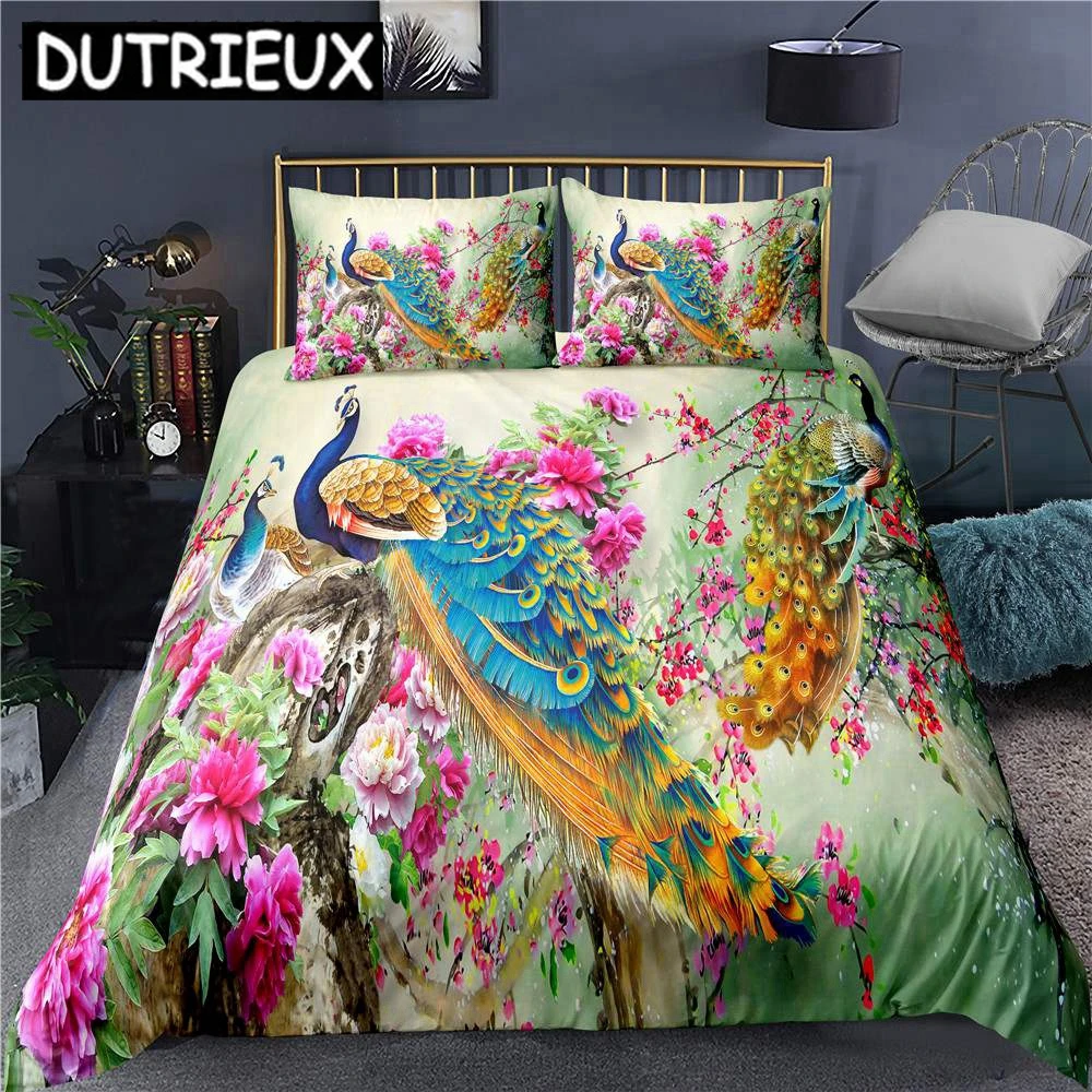 

Peacock 3D Printed Bedding Set Duvet Covers Pillowcases Comforter Bedding Set Bedclothes Bed Linen 04