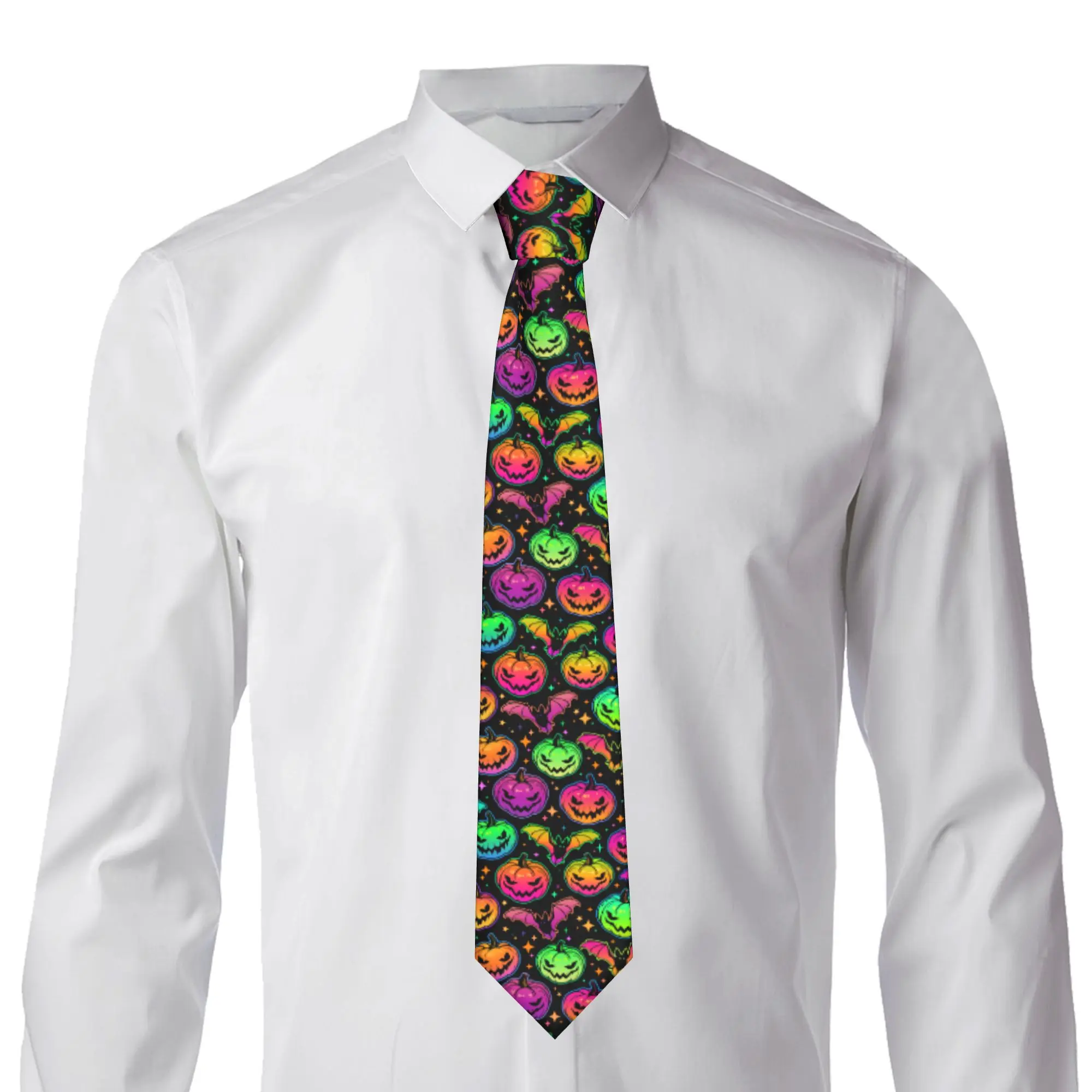 Halloween Pumpkins Bats Necktie Unisex Fashion Narrow  Neck Ties for Men Accessories Gravatas