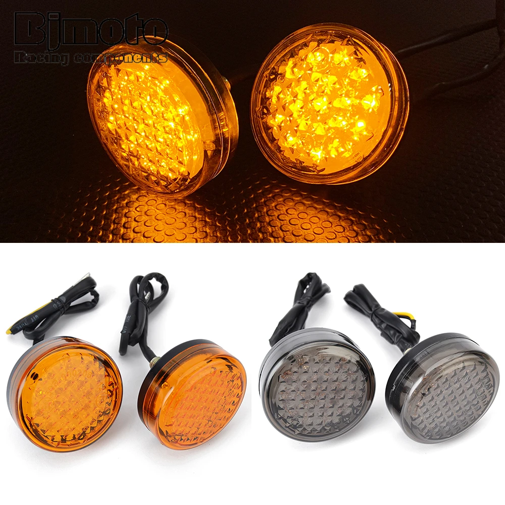 1 para LED bursztynowy dla Harley Davidson Triumph Chopper wskaźnik kierunkowskazu motocykla światła uniwersalna lampa do skutera ATV
