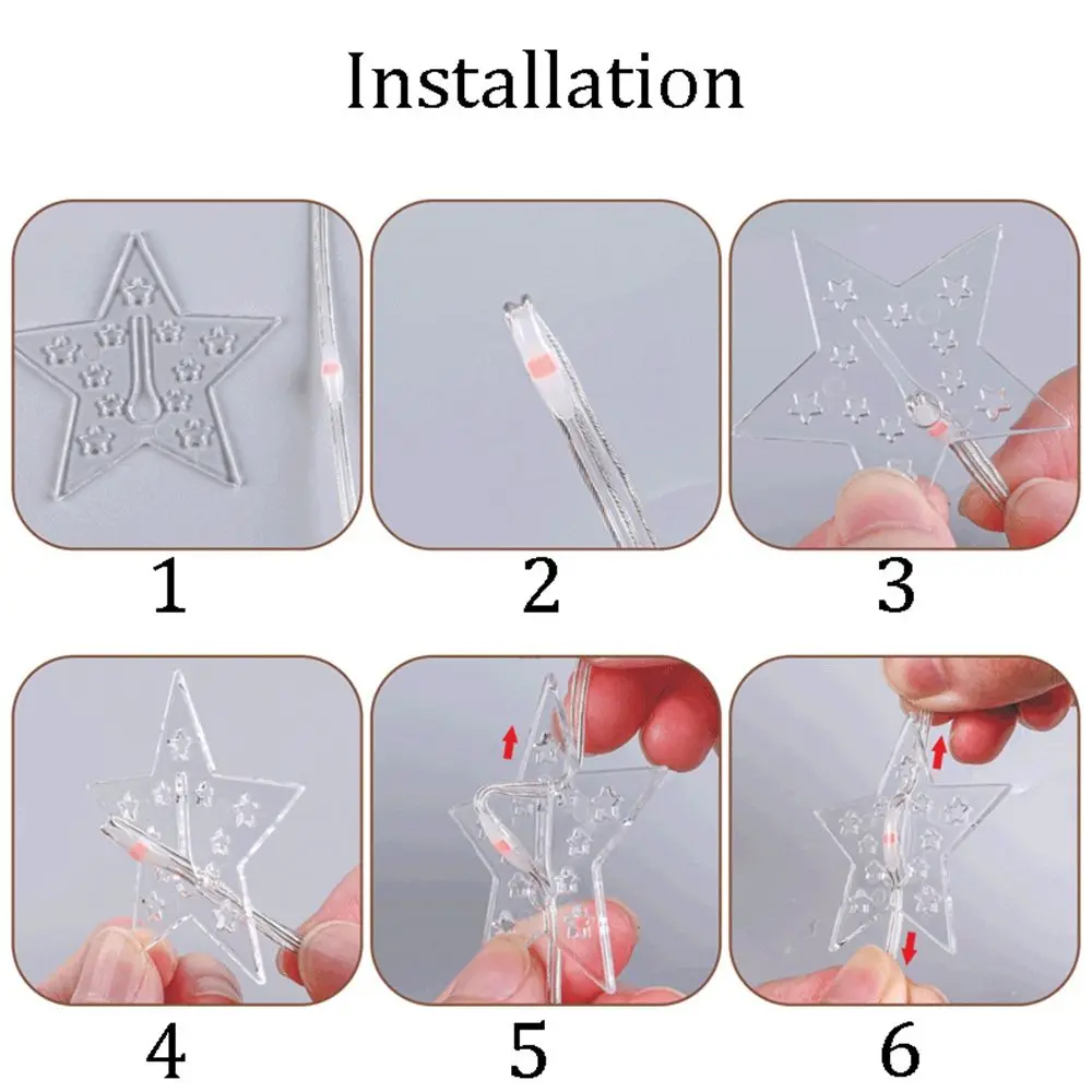 Tipo di Layout della stanza stella a cinque punte per la casa, il matrimonio, l'illuminazione di natale della festa ha condotto le luci della stringa della tenda della decorazione della finestra della lampada della stella