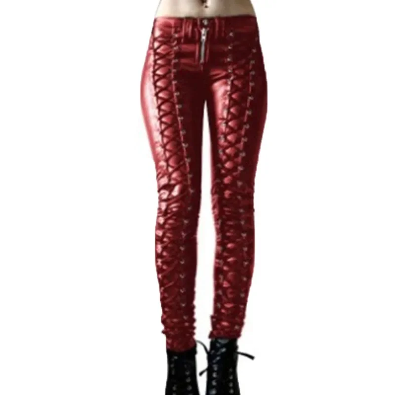 Pantalon Punk Rock en Cuir PU pour Femme, Leggings Sexy, Street Wear, Pieds, Nouveau