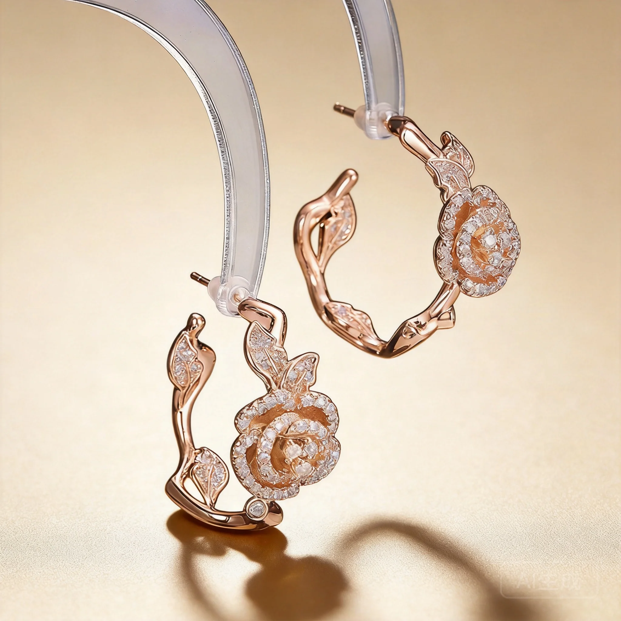 Luxury Full Paved Cubic Zirconia Rose Flower Hoop Earrings For Women S925 Silver Post Elegant Jewelry For Party Daily Wear Rose