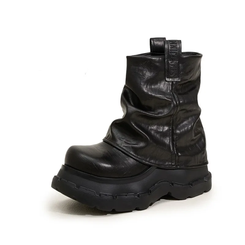 

2025 New Style Punk Style Women Mordern Short Boots Fashion Platform Height Increase Ankle Booties Autumn Winter Shoes