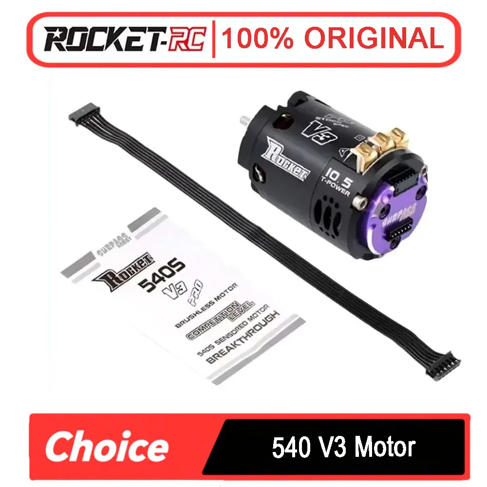 

Surpass Hobby Rocket 540 V3 Sensored Brushless Motor (5.5T-21.5T)-High-Speed for 1/10-1/12 F1 Drift RC Cars (Competition-Grade）