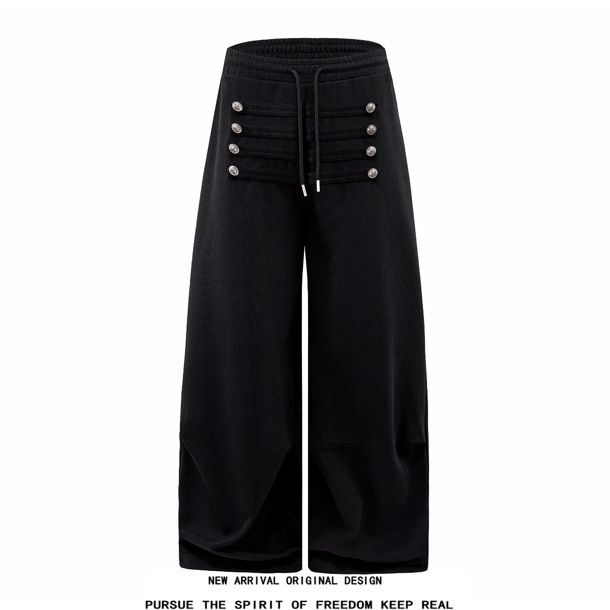 Vintage Distressed Straight Leg Pants Casual Wear for Men Double Waist Head Design Autumn Winter Polyester Fiber No Ironing N...