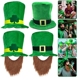 Saint patricks dia chapéu chapéu feriado falso barba verde celebração traje para festa de aniversário festival irlandês decoração suprimentos