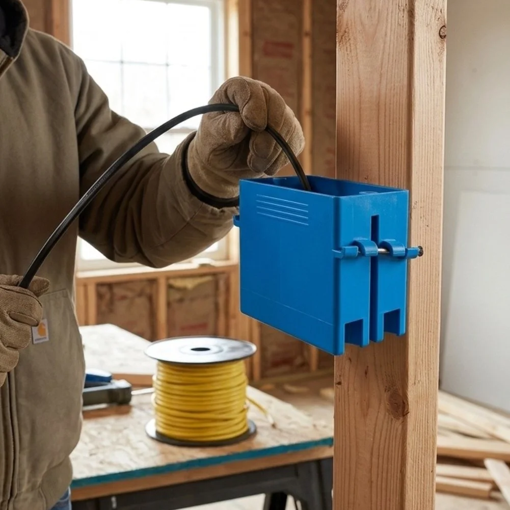 Flame Retardant PVC Electrical Wall Box UL94-V2 for Indoor For Switch Outlet Installation 93 x 57 x 72 mm Blue Thick Housing