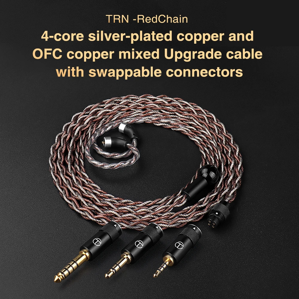 TRN RedChain 4-core Original HIFI Earphone Upgrade cable Silver-Plated Copper and OFC Copper mixed cable 3.5/2.5/4.4mm  Plug