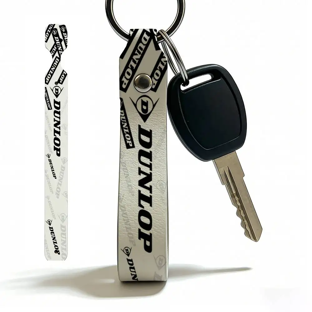 

For Dunlop PU Leather Motorcycle Keychain Universal Motorbike Key Ring Holder For Riders Men Gift