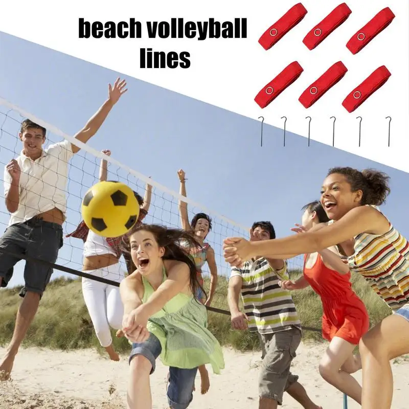 Volleyball Court Cords Sand Court Beach Volleyball Boundary Cords Highly Visible Outdoor Portable Volleyball Cords for Parks