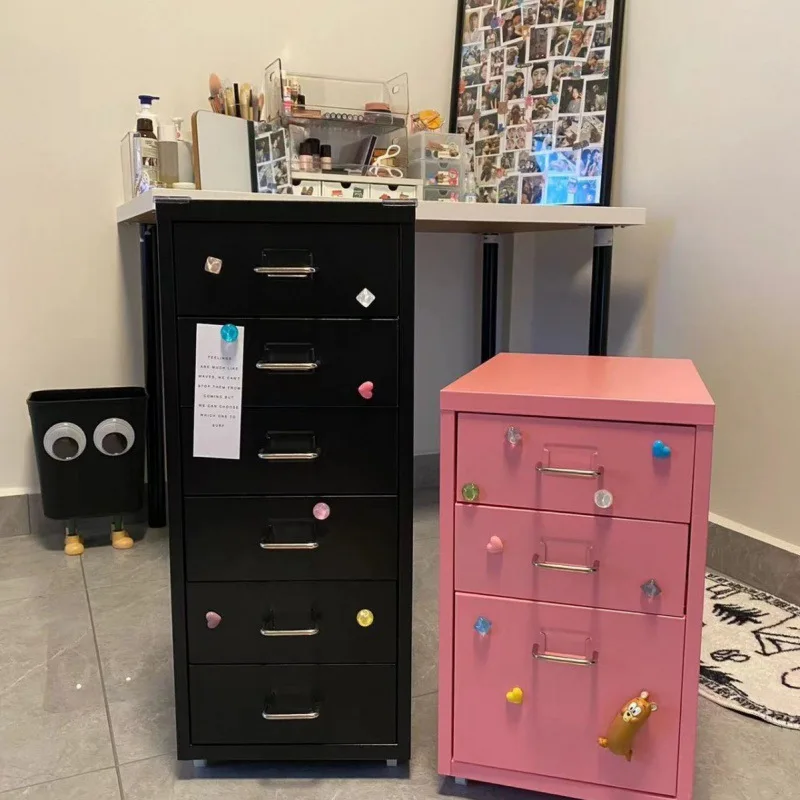 Multifunctional bedside table Household installation-free children's small iron cabinet High foot locker
