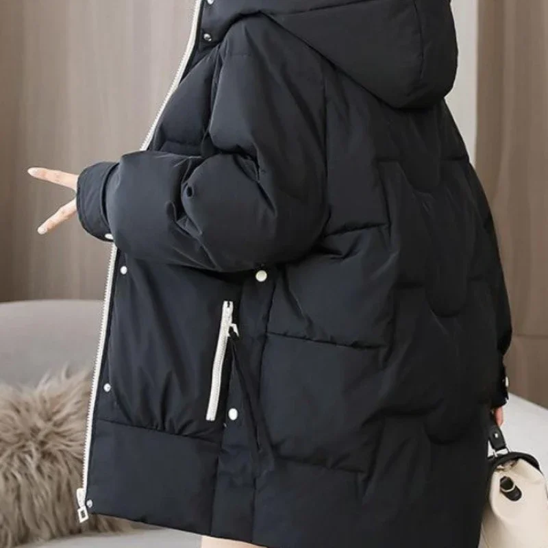 Down Cotton Clothes Women's Medium and Long Winter 2025 New Loose Thickened Cotton Clothes Casual