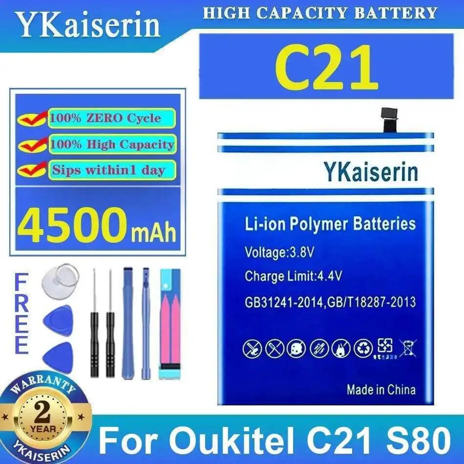 

4500Mah Good Low-Temperature Performance Mobile Phone Battery For Oukitel C21 S80 High-Efficiency