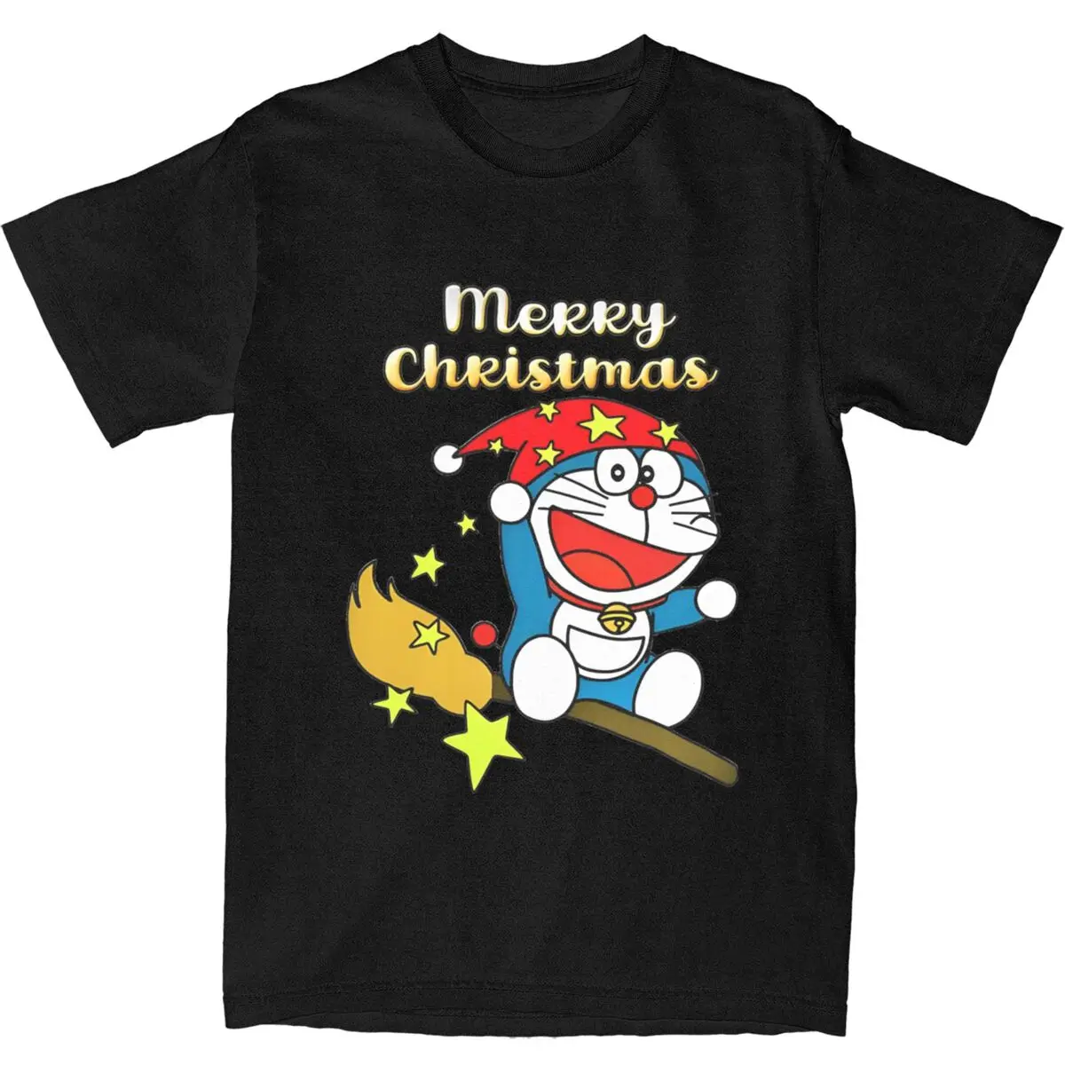 Merry Christmas D-Doraemon Cat 100% Cotton T Shirts Trending Tshirt for Men Beach Y2K Fun Design Short Sleeve Tees