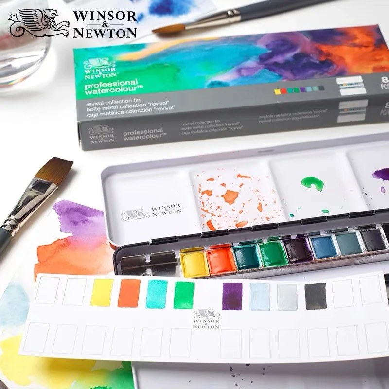 winsor-newton-professional-artist-watercolor-revival-collection-6color-5ml-tube-solid-iron-box-8color-beginner-art-supplie