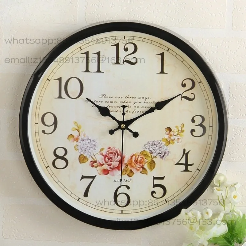 10 Modern European Pastoral Wall Clock Silent Quartz Clock Bedroom Living Room Round Clock