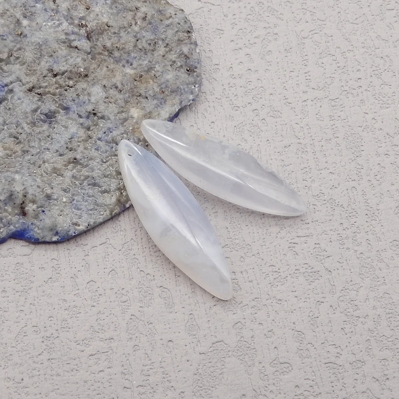 Semiprecious Stones Blue Lace Agate Earring Beads,Natural Stone Earrings Accessories For Women 29x9x3mm 2g