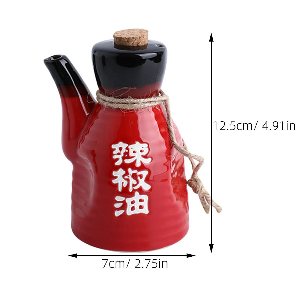 Ceramic Soy Sauce Bottle Japanese Style Oil Pot Kitchen Supply with Cork High-class Seasoning Wood Condiment Dispenser