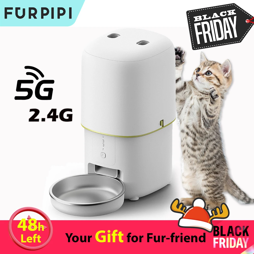 Automatic Cat Feeders 5G WiFi 4L Smart Tuya APP Control Furpipi Pet Feeder for Remote Feeding Automatic Cat Dog Food Dispenser