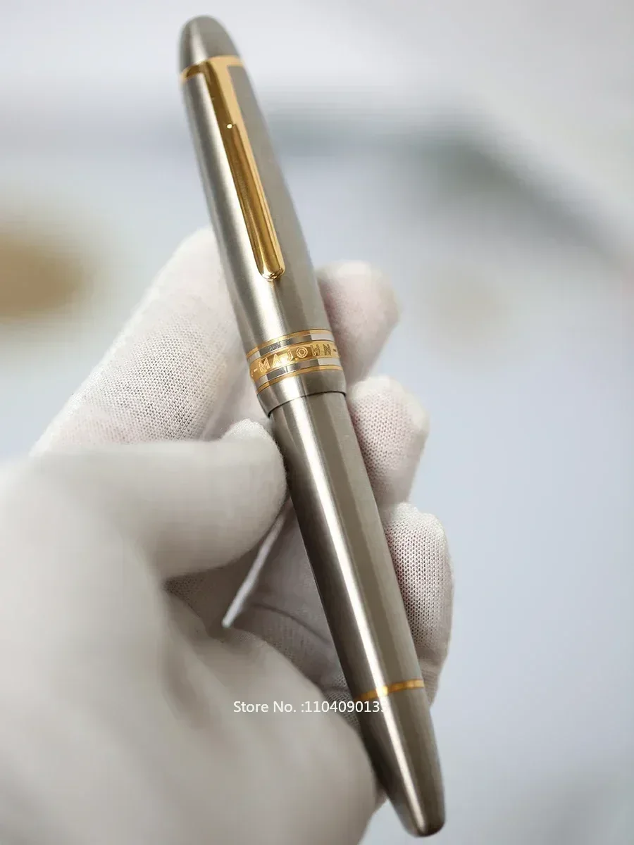

Hot MAJOHN Ti-136 Metal Piston Fountain Pen Titanium Alloy 18k Gold Tip EF/F 0.38/0.5mm Nib Ink Pen Luxuris Writers Office Busin