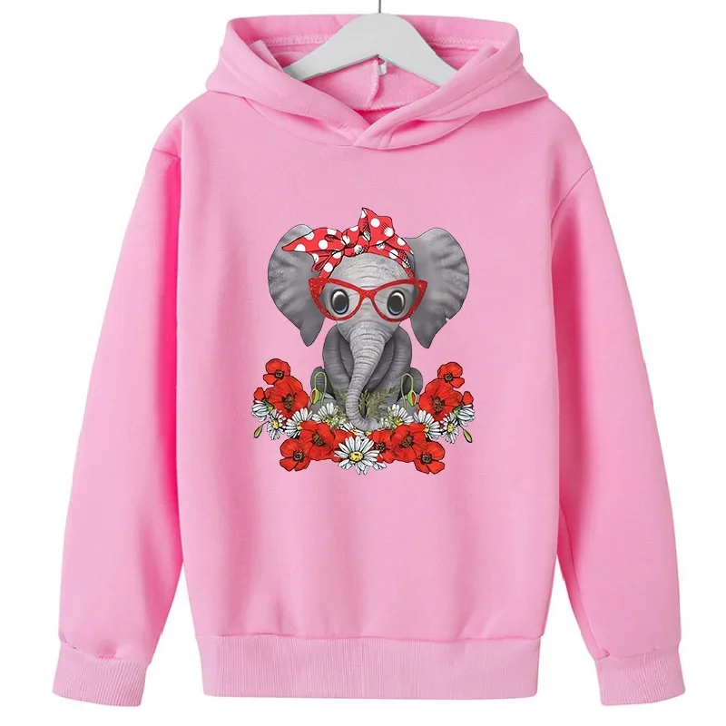 Neue süße Sweatshirts mit Elefantenmuster für Jungen und Mädchen, Geburtstagsgeschenk, Top, dicke Kleidung, Kinder-Hoodie-Pullover, rosa, verkaufen sich wie