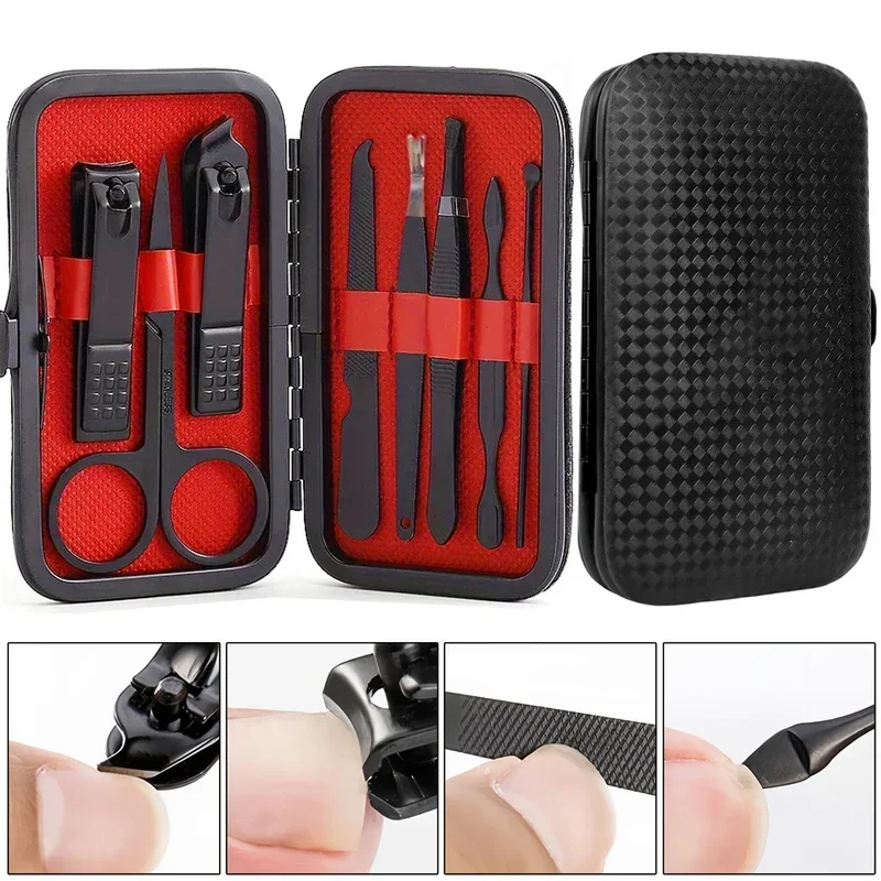 مجموعة أدوات باديكير مكونة من 8 قطع ومجموعة مقصات أظافر محمولة من الفولاذ المقاوم للصدأ ومقص باديكير #4