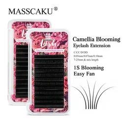 MASSCAKU-Extensões De Cílios Postiços, Cílios De Seda Natural, Floração Rápida, Fácil Fanning, Camélia, Russo, Alta Qualidade