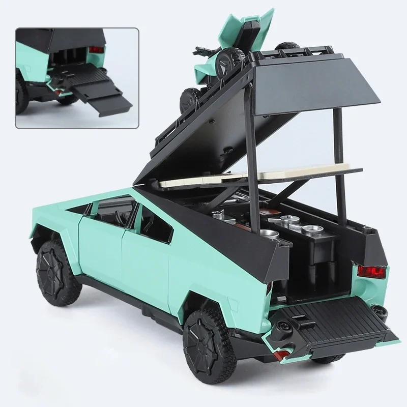 1:32 simulated Tesla Camping RV Alloy model car cross-country Cyberbeast Electric boy Car gift Hot Sale children toy