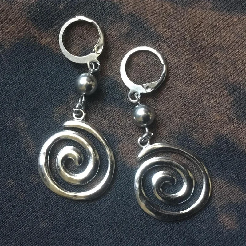 

spiral earrings / swirly vortex leverback earrings