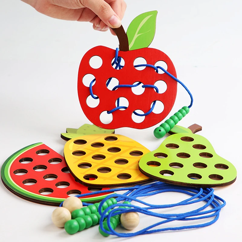 Lacing Threading Toy for Kids, Eat Fruit Game, Habilidades Motoras Finas, Presente Educativo