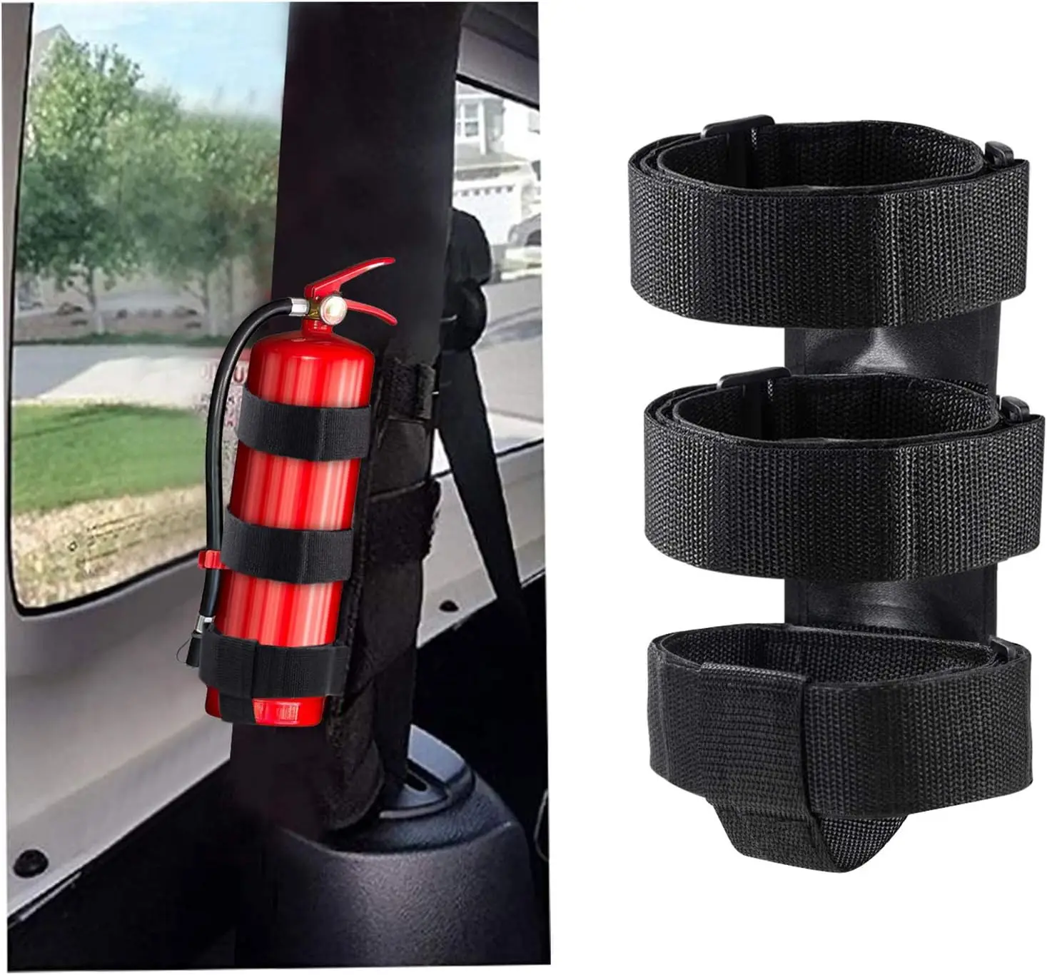 Barra antivuelco duradera para coche, soporte para extintor, correa de montaje ajustable para Jeep Wrangler YJ TJ JK JL JT 1987-2023 2024, accesorios