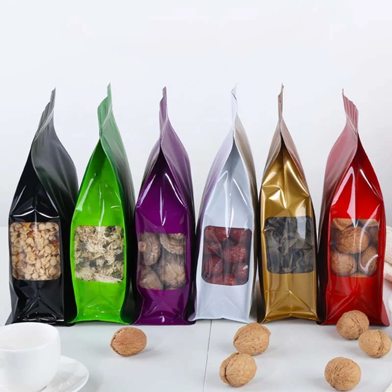 

Customizable logo Stand Up Aluminum Foil Zipper Package Bag With Clear Side Window Colorful Lock Self Sealable Mylar Pouch