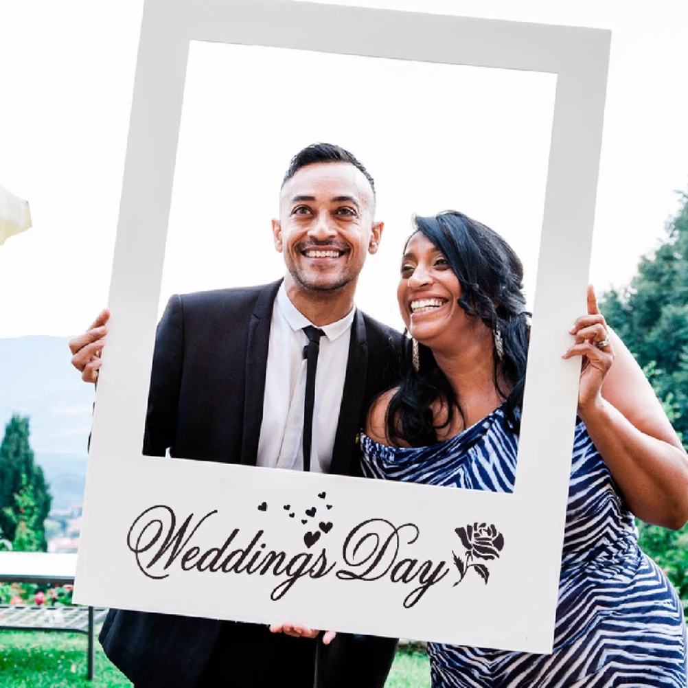 

Wedding Day Photo Frame DIY Photo Props Creative Photo Booth Wedding Favors Anniversary Wedding Decoration Party Supplies (White