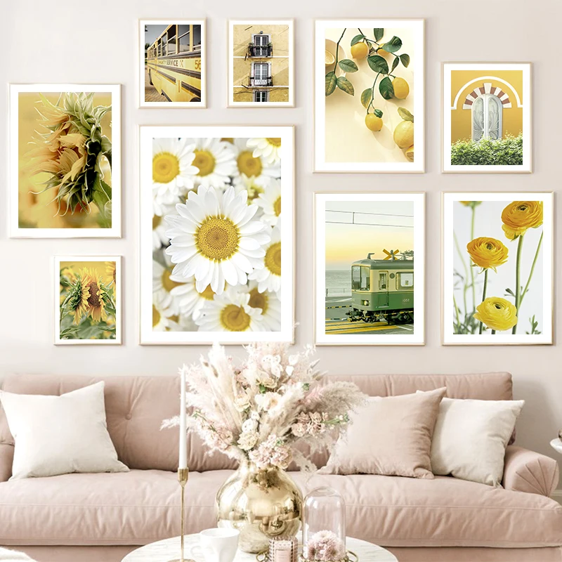 

Modern Nordic Style Canvas Picture Wall Printing Art Plant Sunflower Natural Landscape Living Room Bedroom Home Decor Frameless