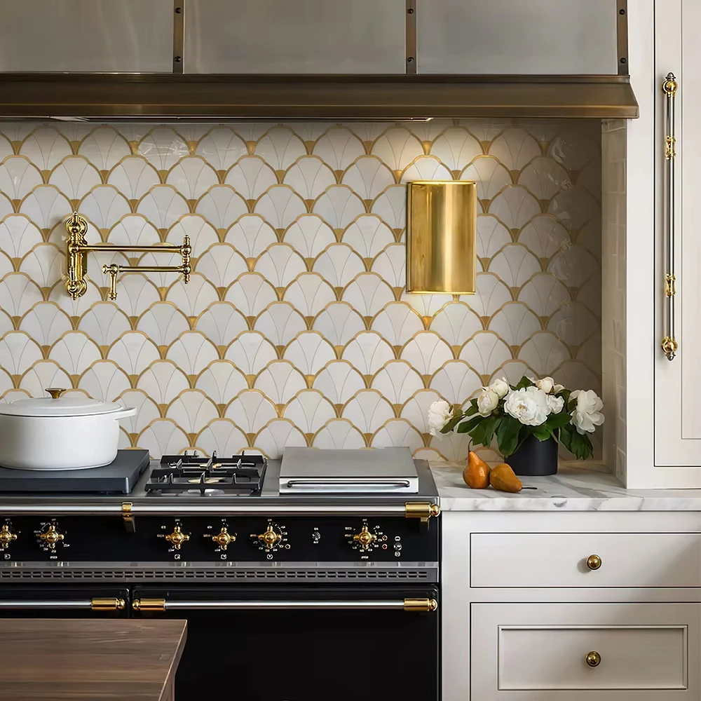 

Natural Marble Mosaic Pattern Parquet Stone Wall Tiles for Bathroom Kitchen Dining Room Home Decorative Background