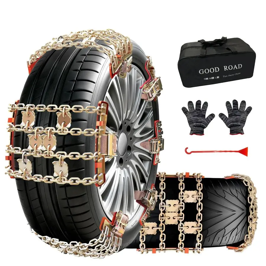 

Chains for Car SUV Pickup Trucks, Adjustable Portable Emergency Tire Chains, Snow Chains for Tire Width225285mm, 6Pcs