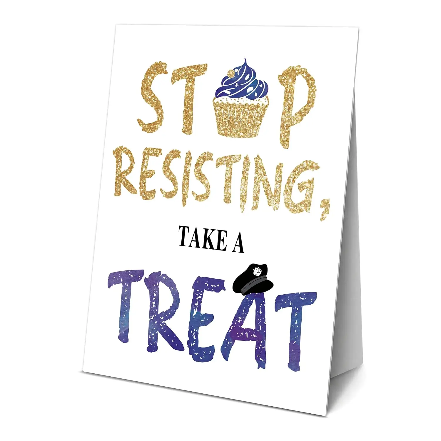 Police Theme Sign 8x11 Inch with Stand Dessert Table Decoration for Birthday Graduation Retirement Bachelorette Party