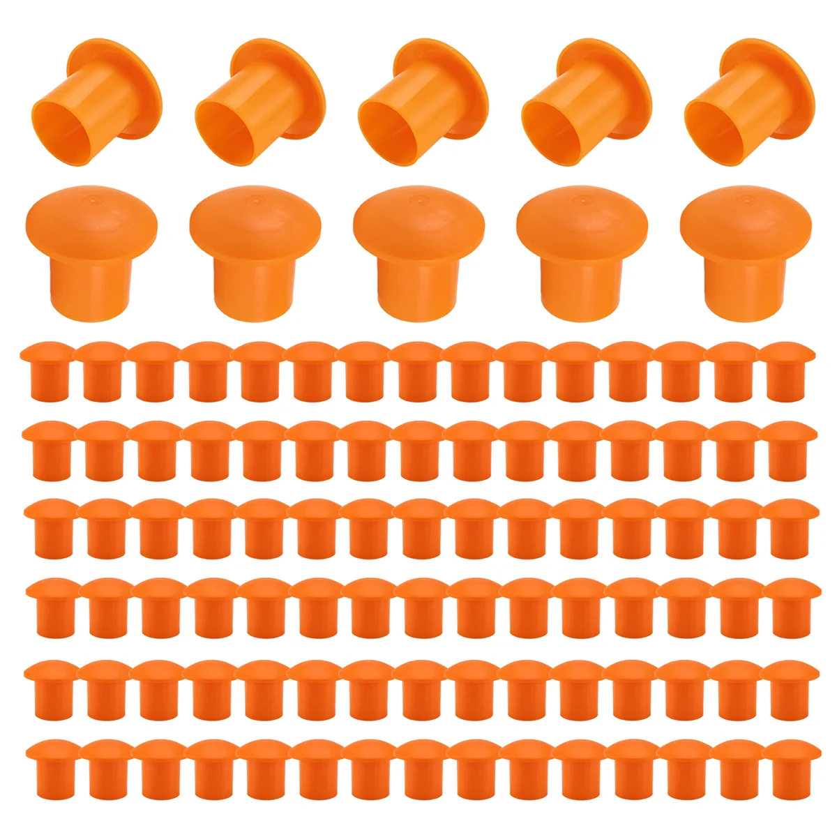 B24B 100 Uds tapa de barras de refuerzo de setas tapas de seguridad de barras de refuerzo de setas de plástico para barras de refuerzo de 3 a 7, Color naranja, 2,36x2,17x1,5 pulgadas