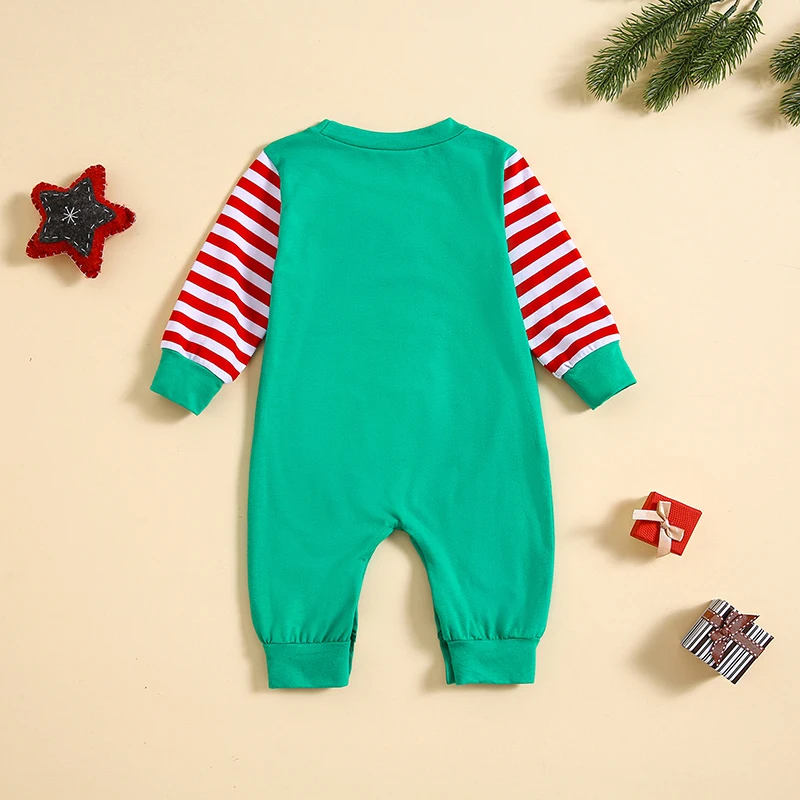 

CLAloc Baby Boys Girls Christmas Jumpsuits Cotton Long Sleeve Round Neck Rompers Newborn Elf Gingerbread Costume