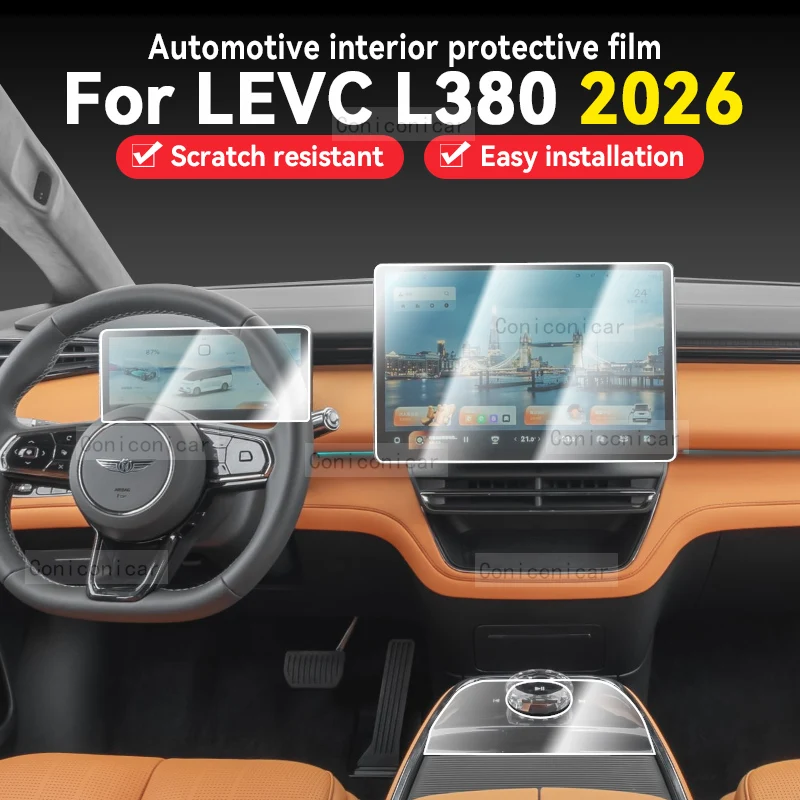 For LEVC L380 2026 TPU Transparent Protect Film Interior Center Console Navigator Gear Panel Car Accessories