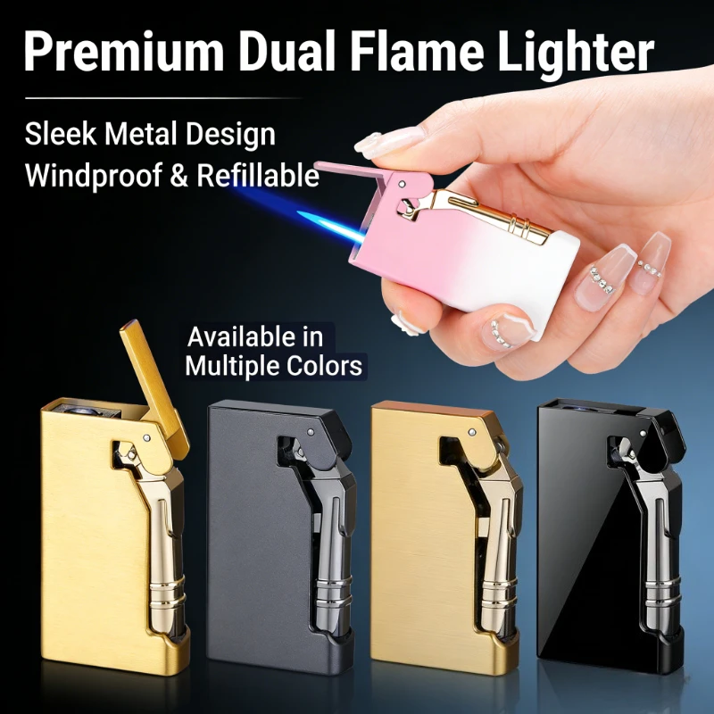 Windproof Direct Flame Lighter | Special-shaped Alloy Body Side Mechanical Ignition Butane Injection Lighter for CampingTravel