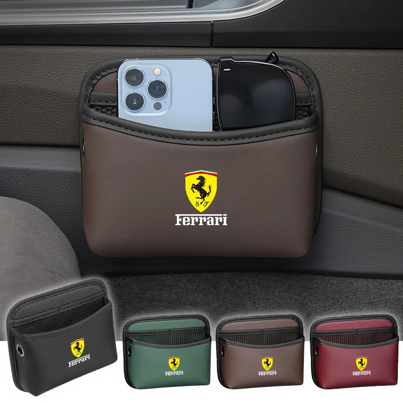 Caja de almacenamiento multifuncional de cuero para coche, soporte organizador para Ferrari Roma Spider 296 488 599 SF90 360 F8 F12 LaFerrari Stradale
