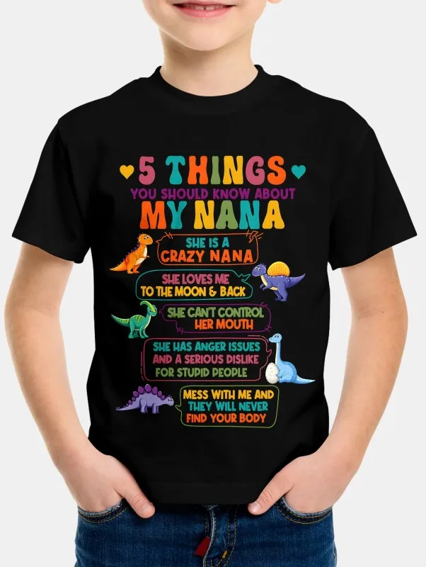 5 Things About My Nana T-Shirt For Boys Kids Clothes Children's Boy's Clothing Top Shirts Tops Real Madrid Shirt Short Sleeve