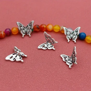 10PCS Silver Butterfly Accessories DIY- Necklace Pendant Bracelet Bead Decoration Party…