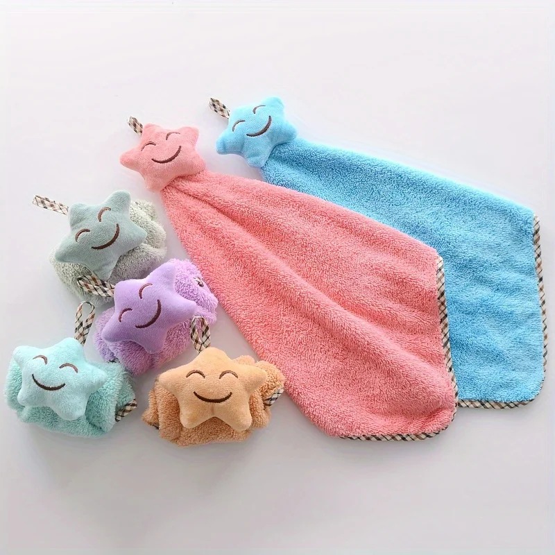 2pcs Star wiping handkerchief can be hung with thickened water absorbing and quick drying kitchen and bathroom hand drying cloth