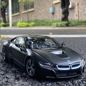 1:24 BMW I8 black car alloy car model simulation car decoration collection gift toy die casting model children's toy F265