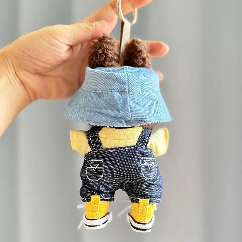 1 set Cute Baby clothes 17cm for Labubu doll Clothes with Blue Hat Overalls Suit no doll