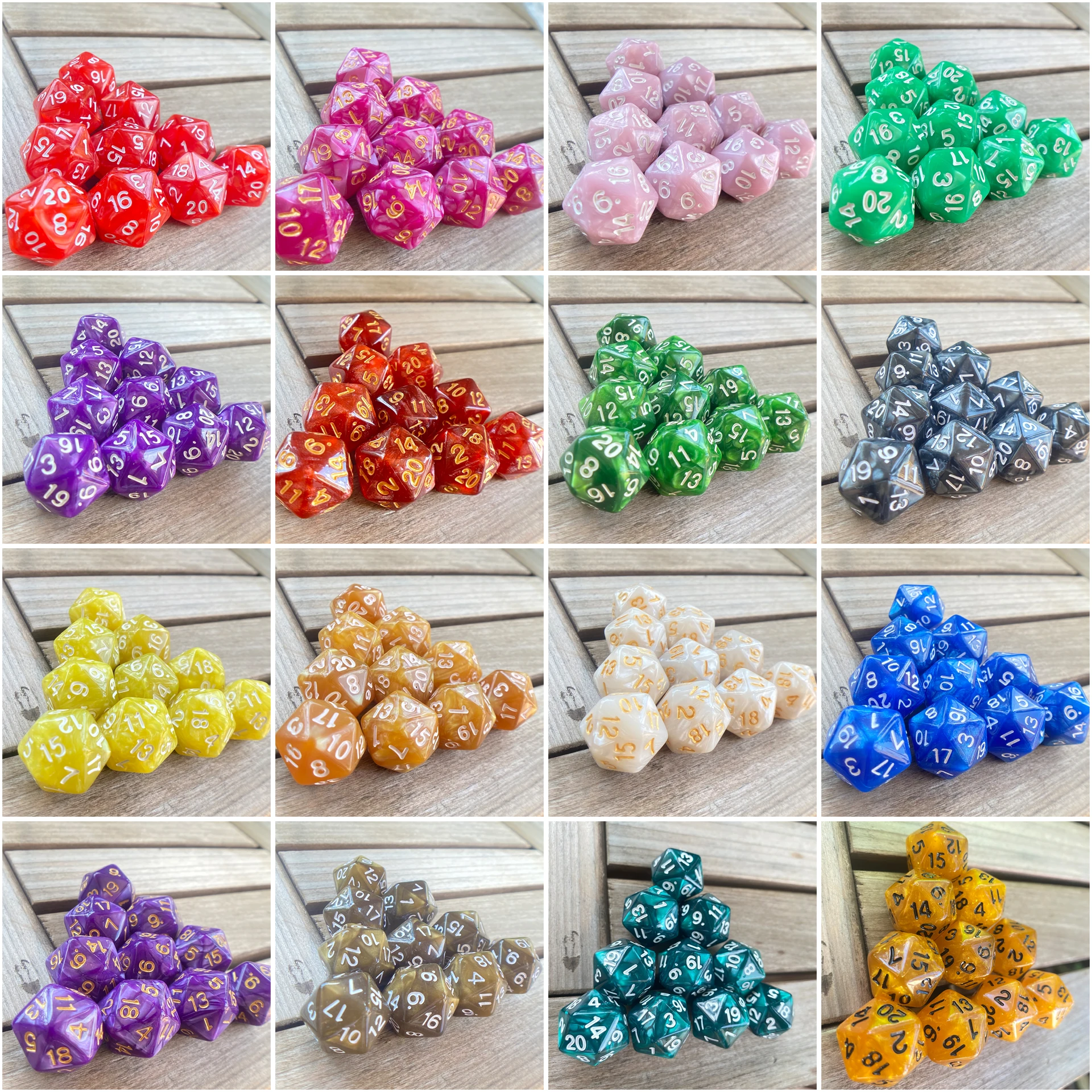 10PCS Polyhedral Dice D20 Dice 20mm Pearl Colorful Acrylic 20 Sided Dice Game Dice for RPG MTG DND Dice Table Games