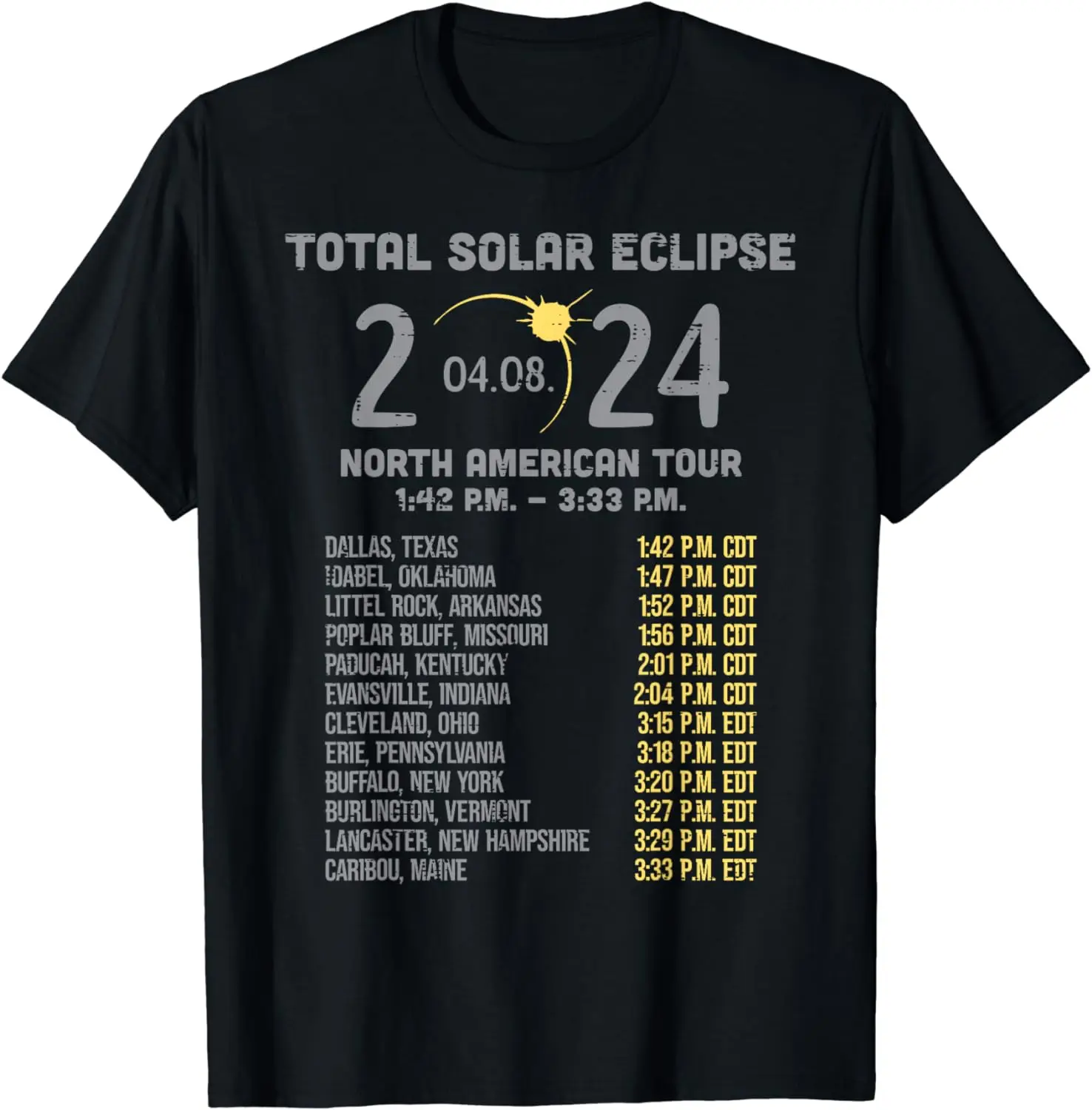 

America Solar Eclipse 2024 Totality April 8 Men Women Kids T-Shirt