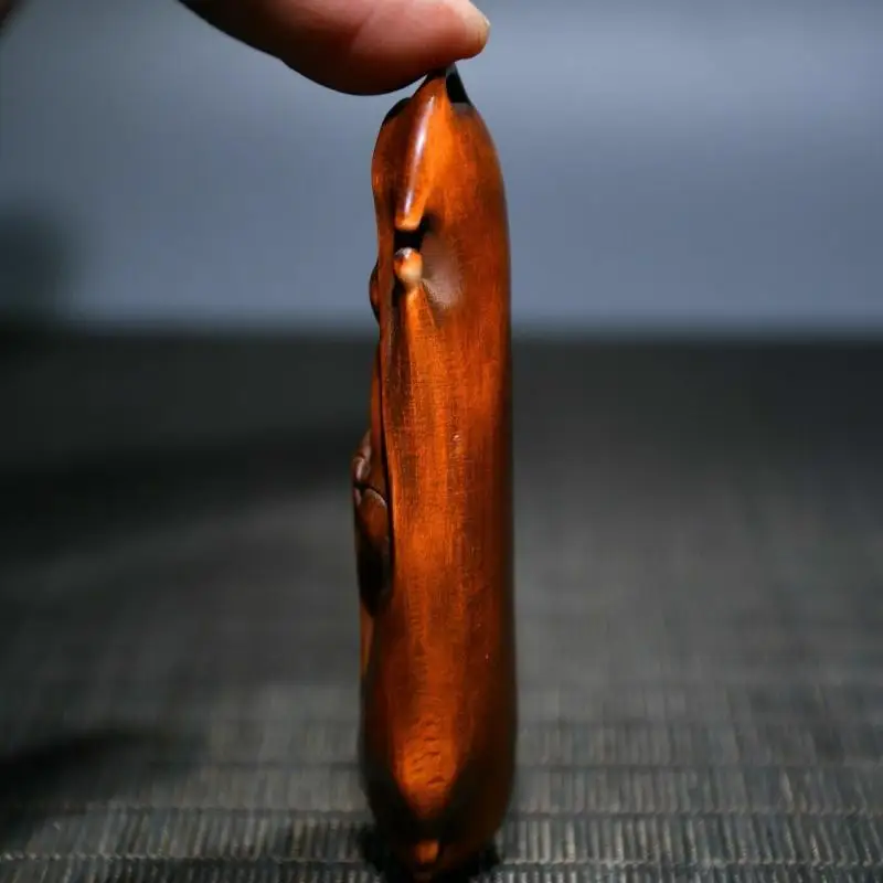 Hand Carved Boxwood Guanyin Pendant Zen Buddhist Amulet Natural Shape Wood Sculpture Collectible Art Decor Gift